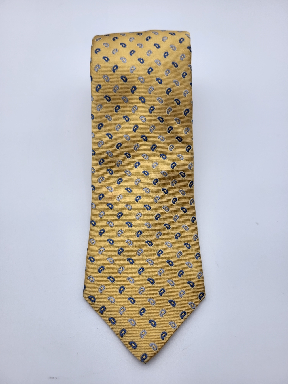 Holt Renfrew Dion Men's Yellow Paisley Pattern Silk Summer Statement Tie